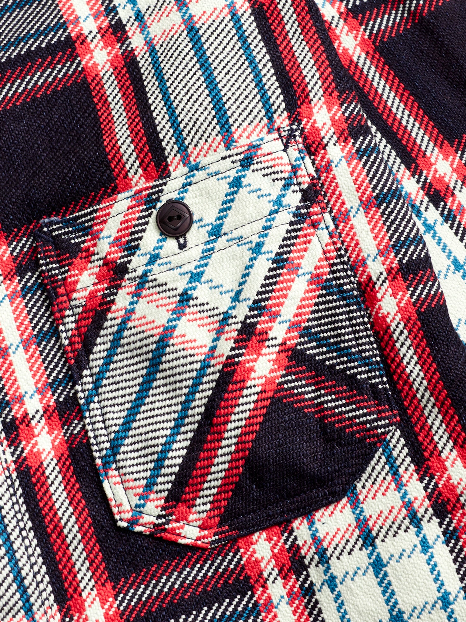 SIN22-01W Rope Dyed Flannel Shirt in Indigo/Red - Image 4