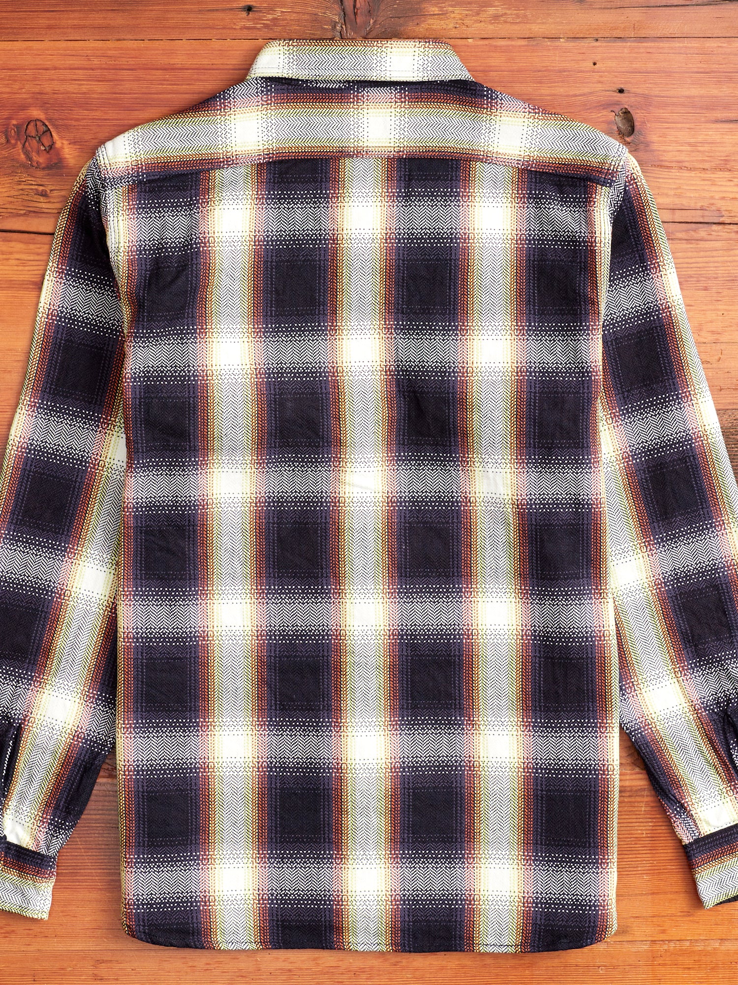 SIN22-02W Rope Dyed Flannel Shirt in Indigo/White - Image 9