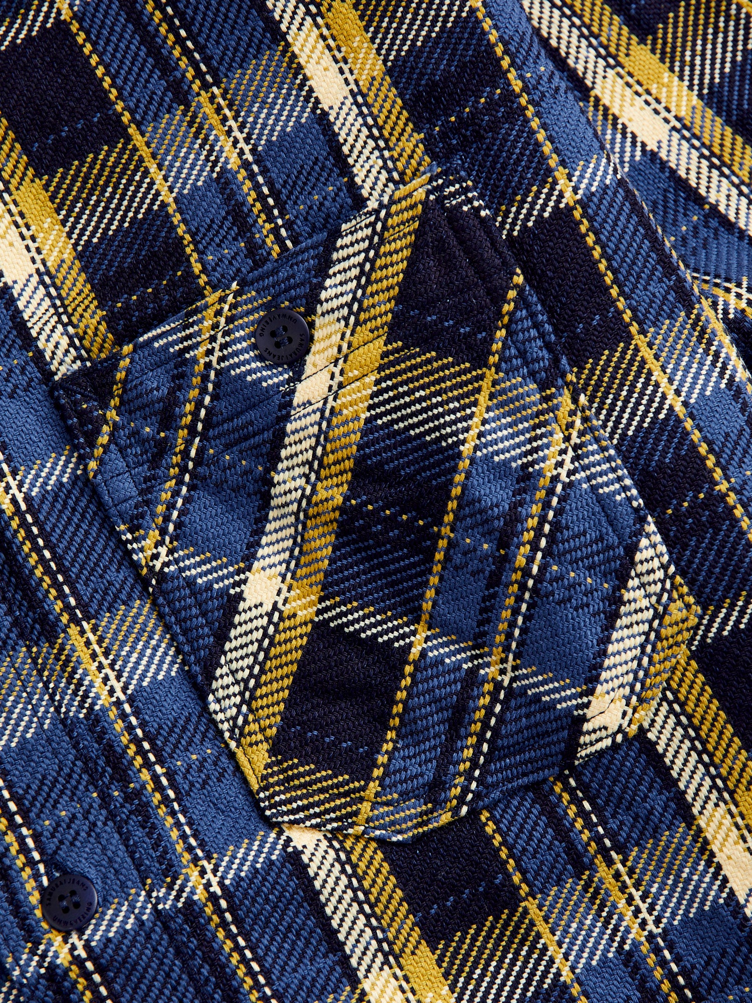 SIN23-01W Rope Dyed Flannel Shirt in Blue - Image 4