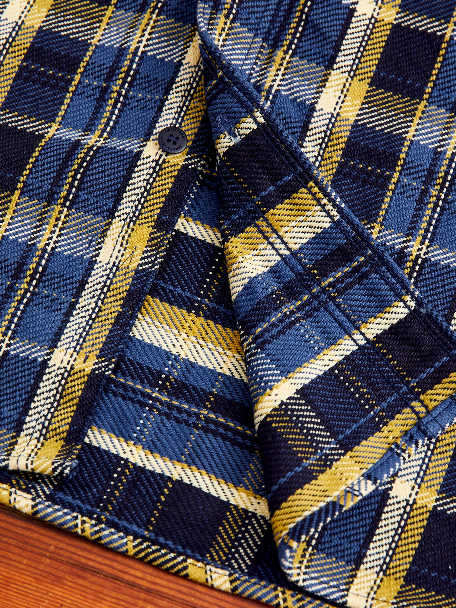 SIN23-01W Rope Dyed Flannel Shirt in Blue - Image 7