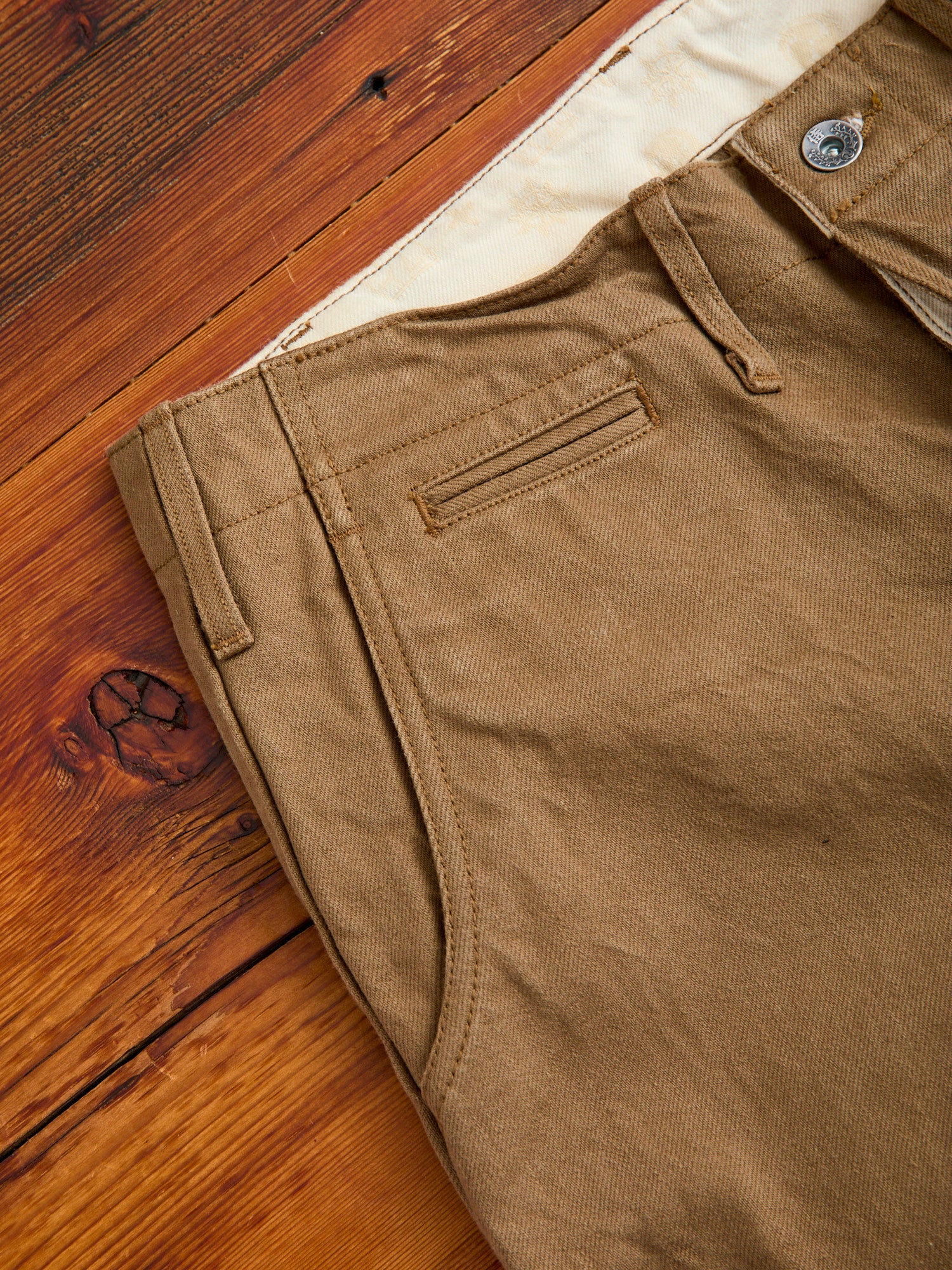 SJ452CP 15oz Selvedge Heavy Chinos in Khaki - Image 4