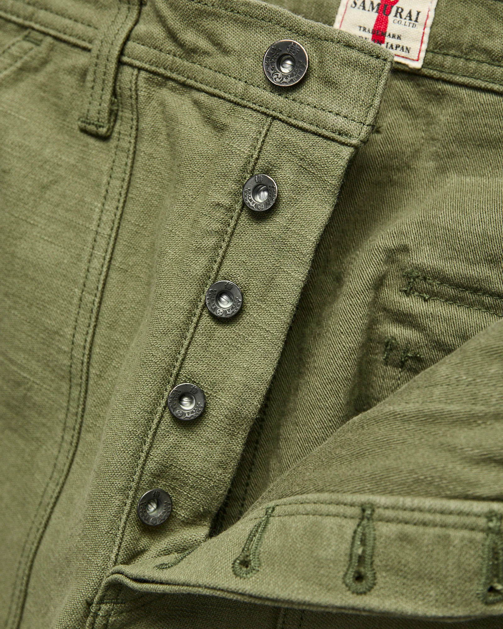 SJ52BP 15oz Heavyweight Selvedge Baker Pants in Olive - Image 5