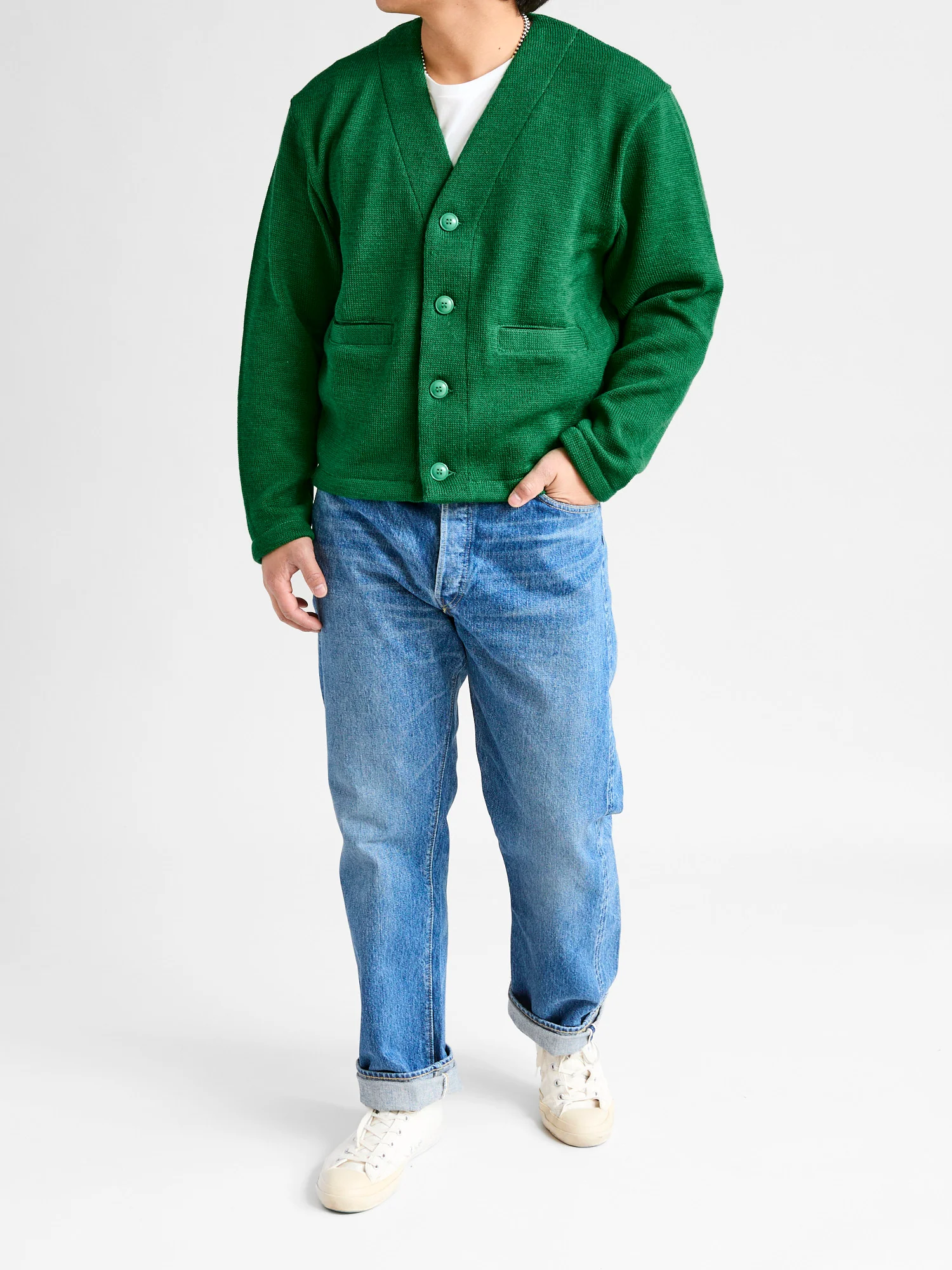 Slouchy Cardigan in Kelly Green - Image 10