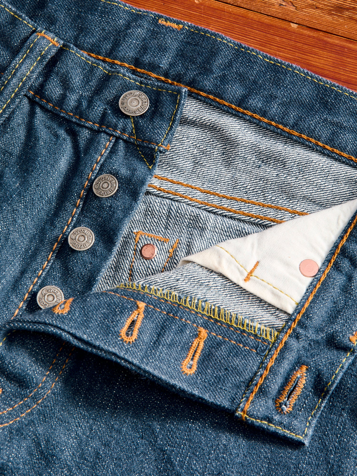 SMBL-019 "Smokey Blue" 14oz Rinsed Selvedge Denim - Relaxed Tapered Fit - Image 9