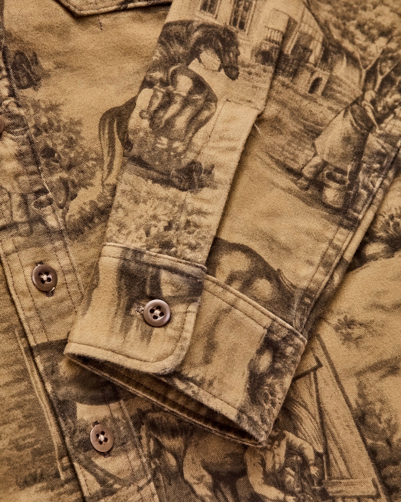 Stables Printed Moleskin Workshirt in Brown - Image 5