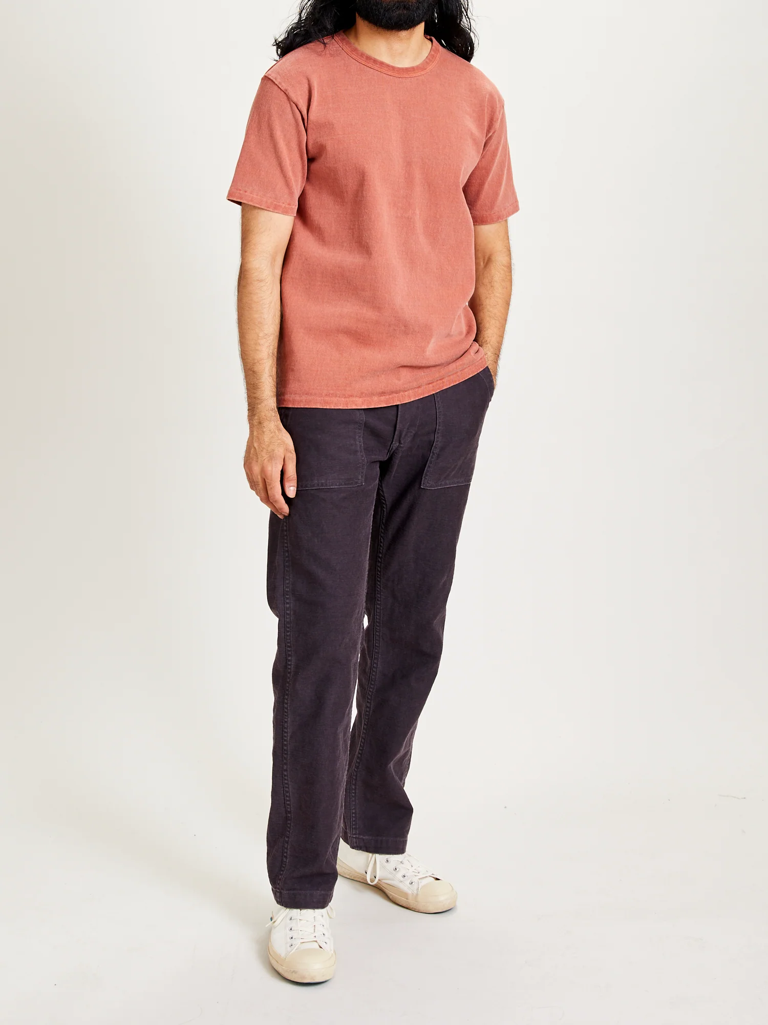 Stand Wheeler Pigment-Dyed T-Shirt in Brick Red - Image 7