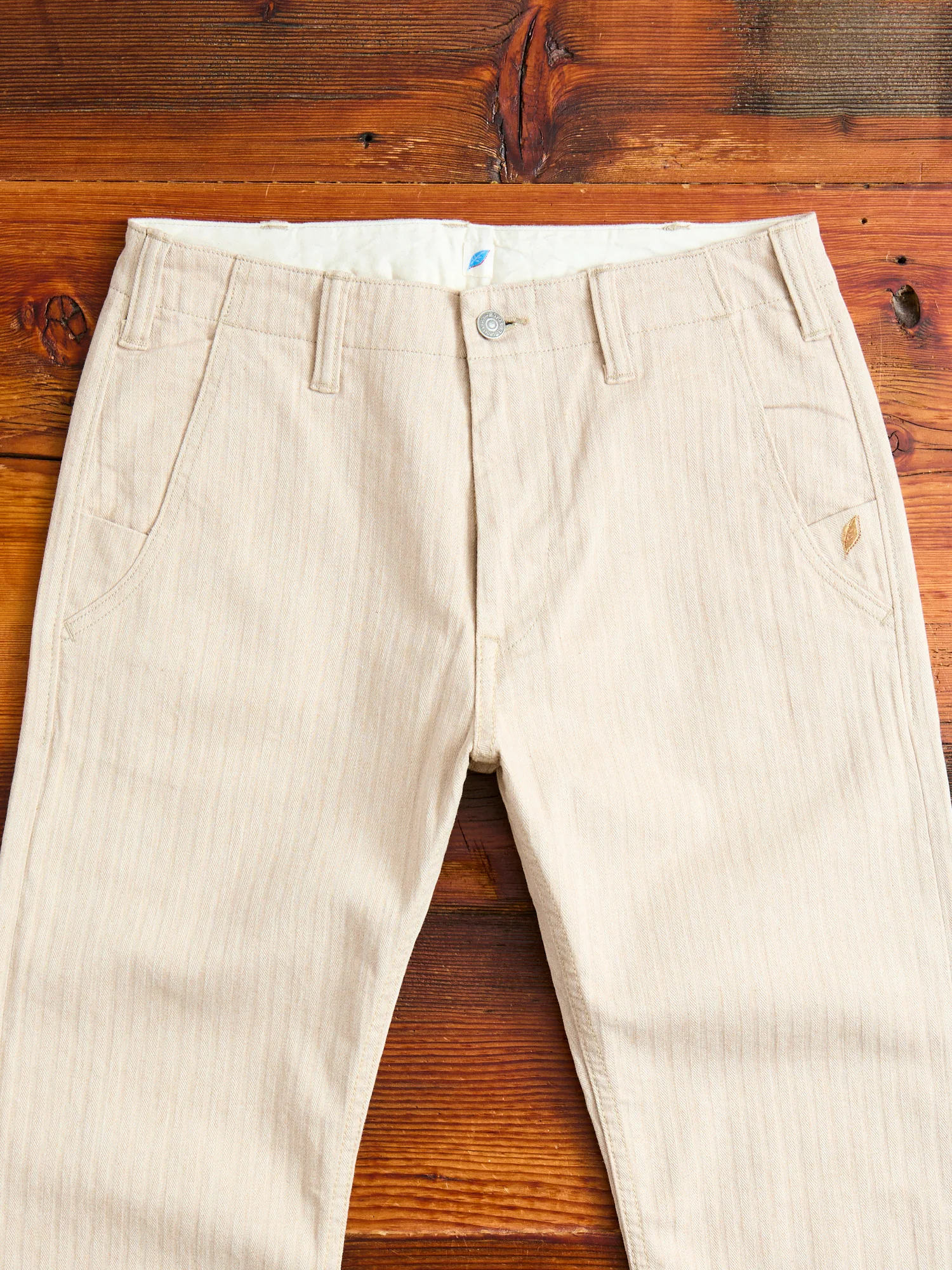 Stretch Herringbone Trousers in Heather Beige - Image 3