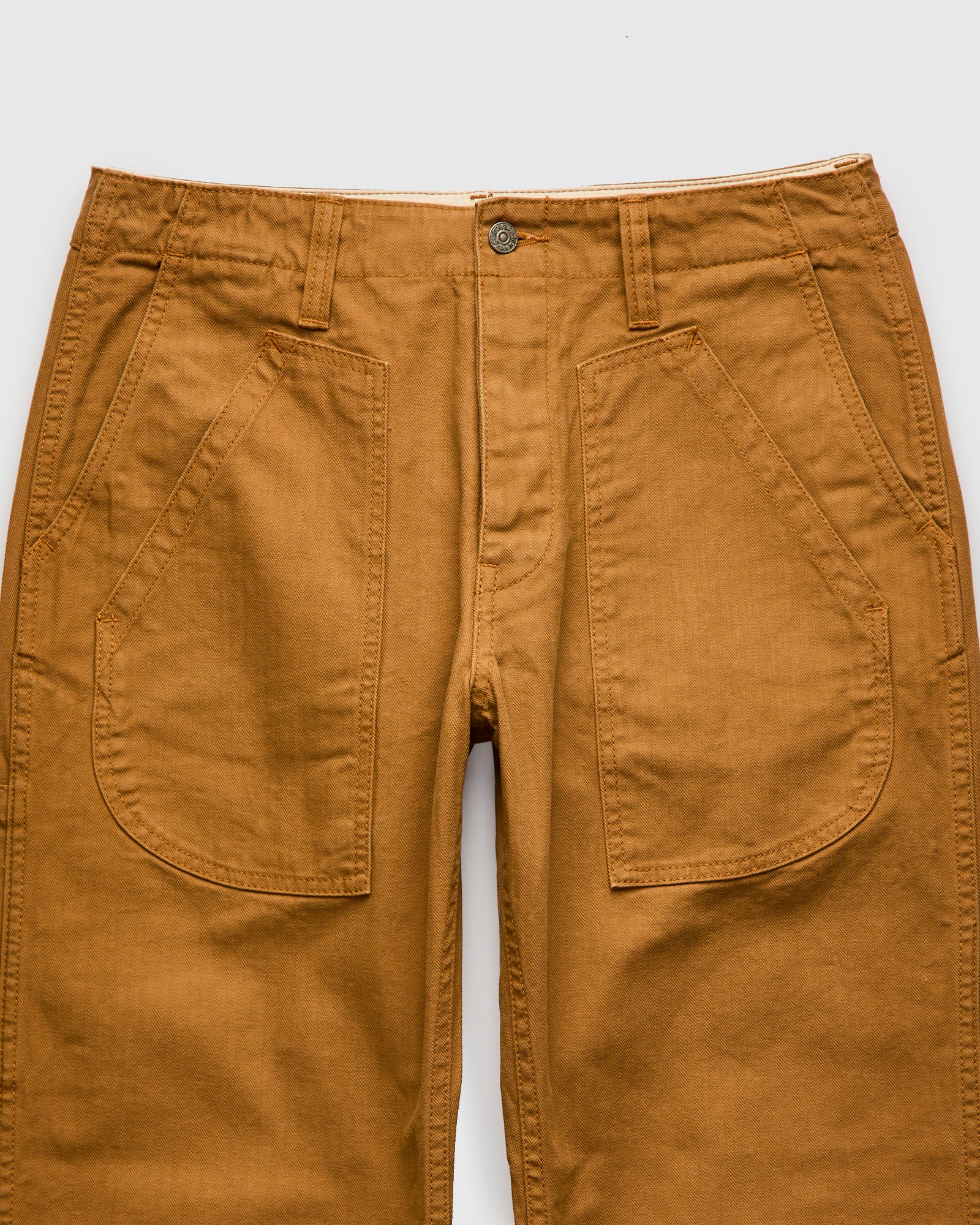 Sulfur Dye Herringbone Work Pants in Camel - Image 5