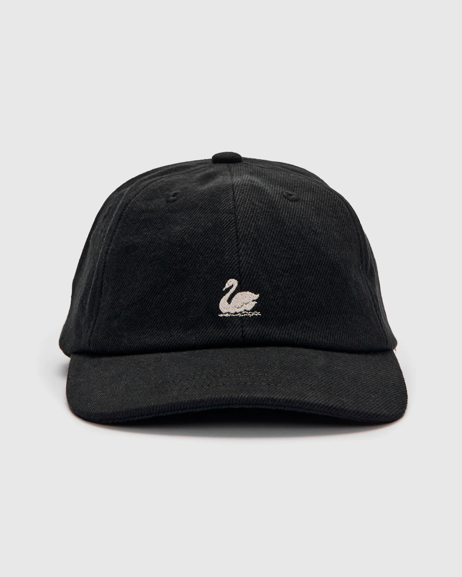 Swan Logo Heavy Twill Cap in Deep Black - Image 2