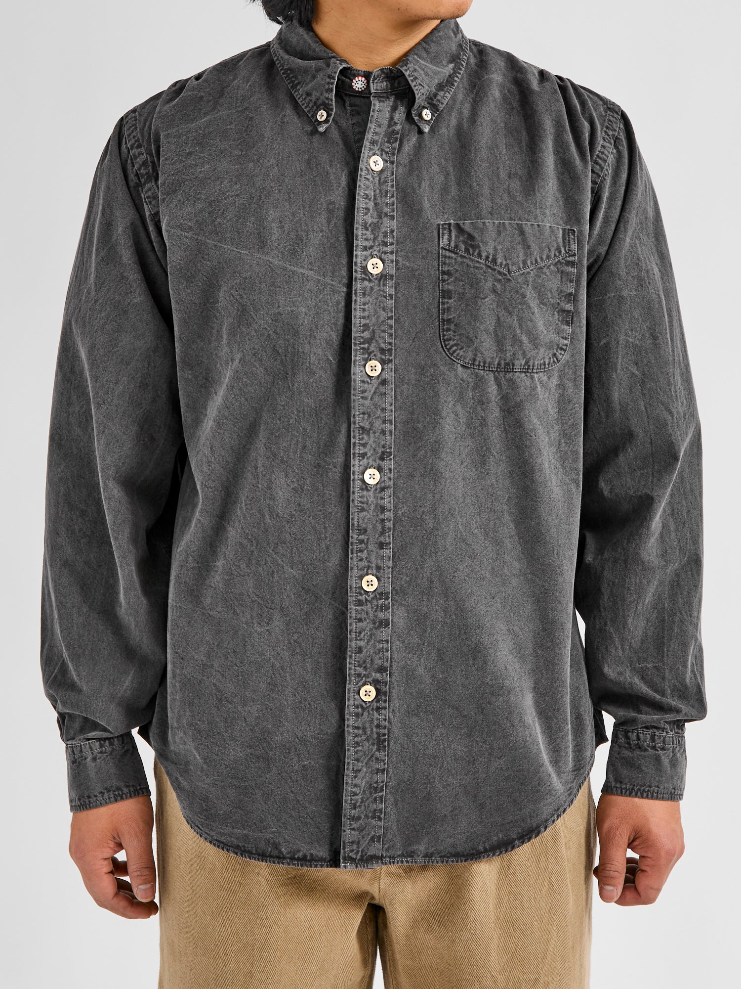 Tassa Canvas Button-Down Shirt in Heather Black - Image 2