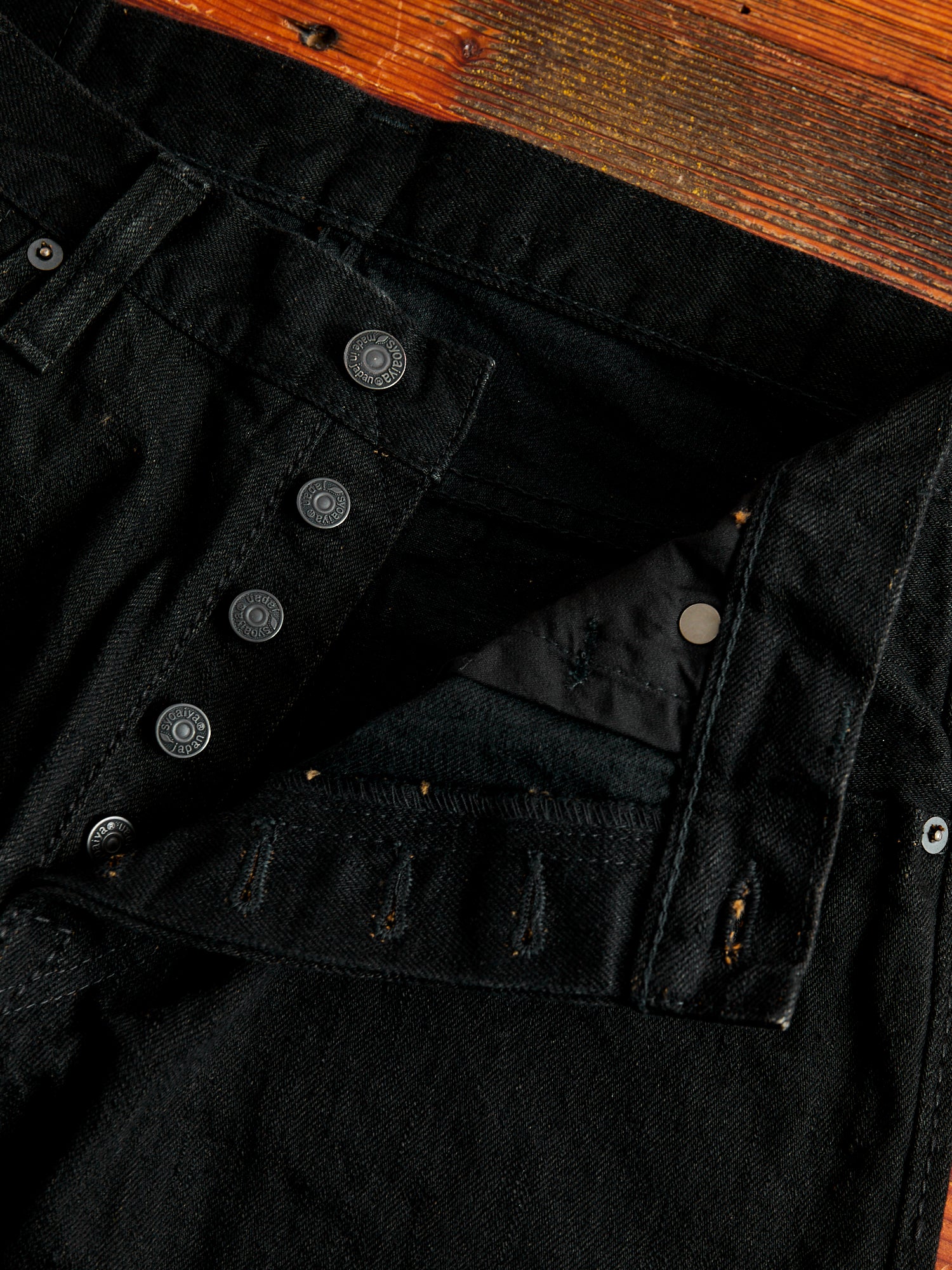 TCD-019-BK "Teacore Black" 14oz Rinsed Black Selvedge Denim - Relaxed Tapered Fit - Image 7