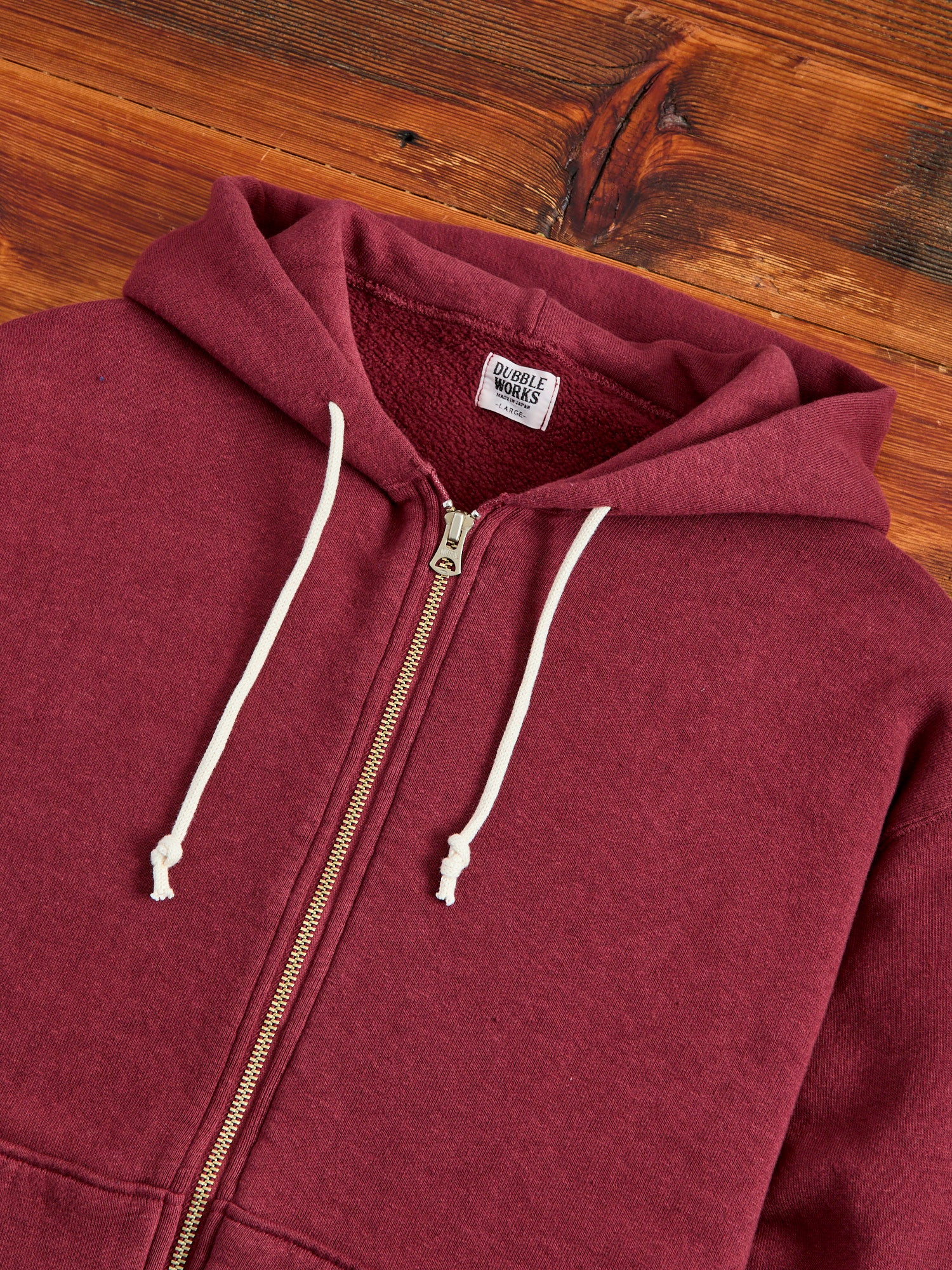 Tsuriami Loopwheel Zip Hoodie in Burgundy - Image 4