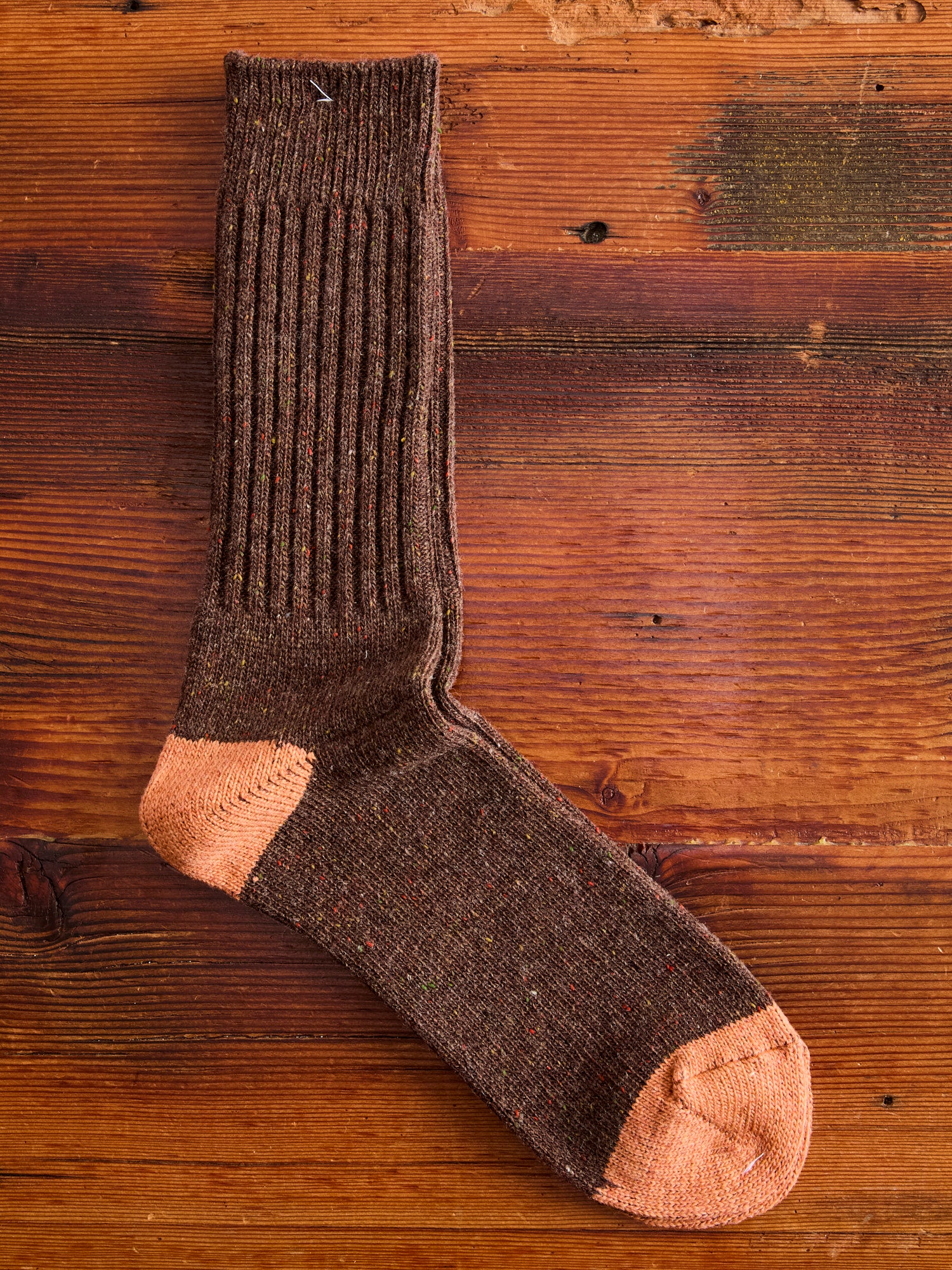 Tweed Nep Crew Sock in Brown - Image 2