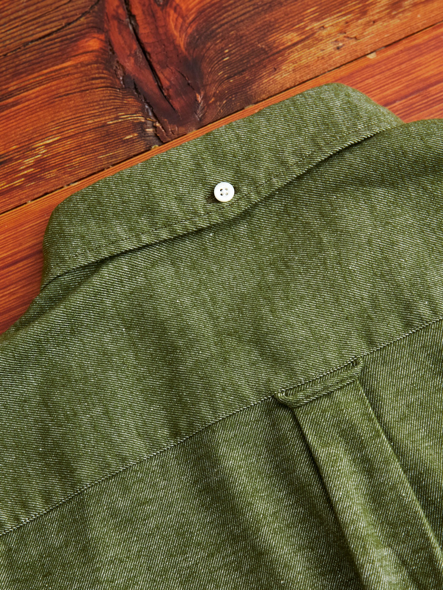 Twill Flannel Button-Down Shirt in Olive - Image 10