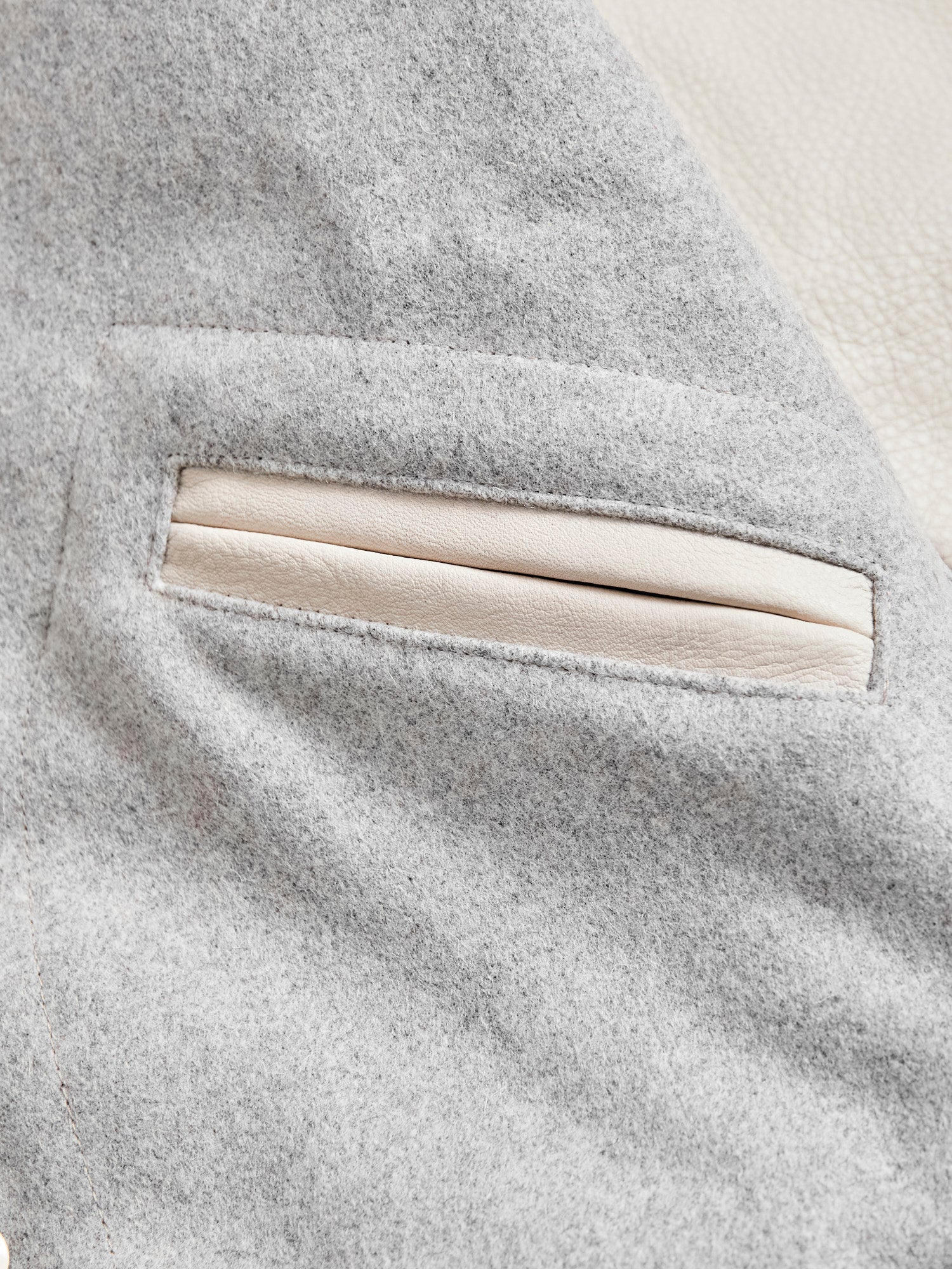 Varsity Jacket in Light Oxford Milk - Image 4