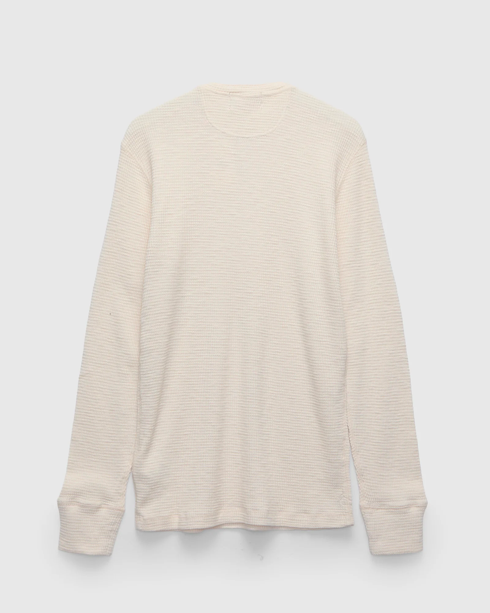 Waffle-Knit Long-Sleeve Henley in Paper White - Image 3