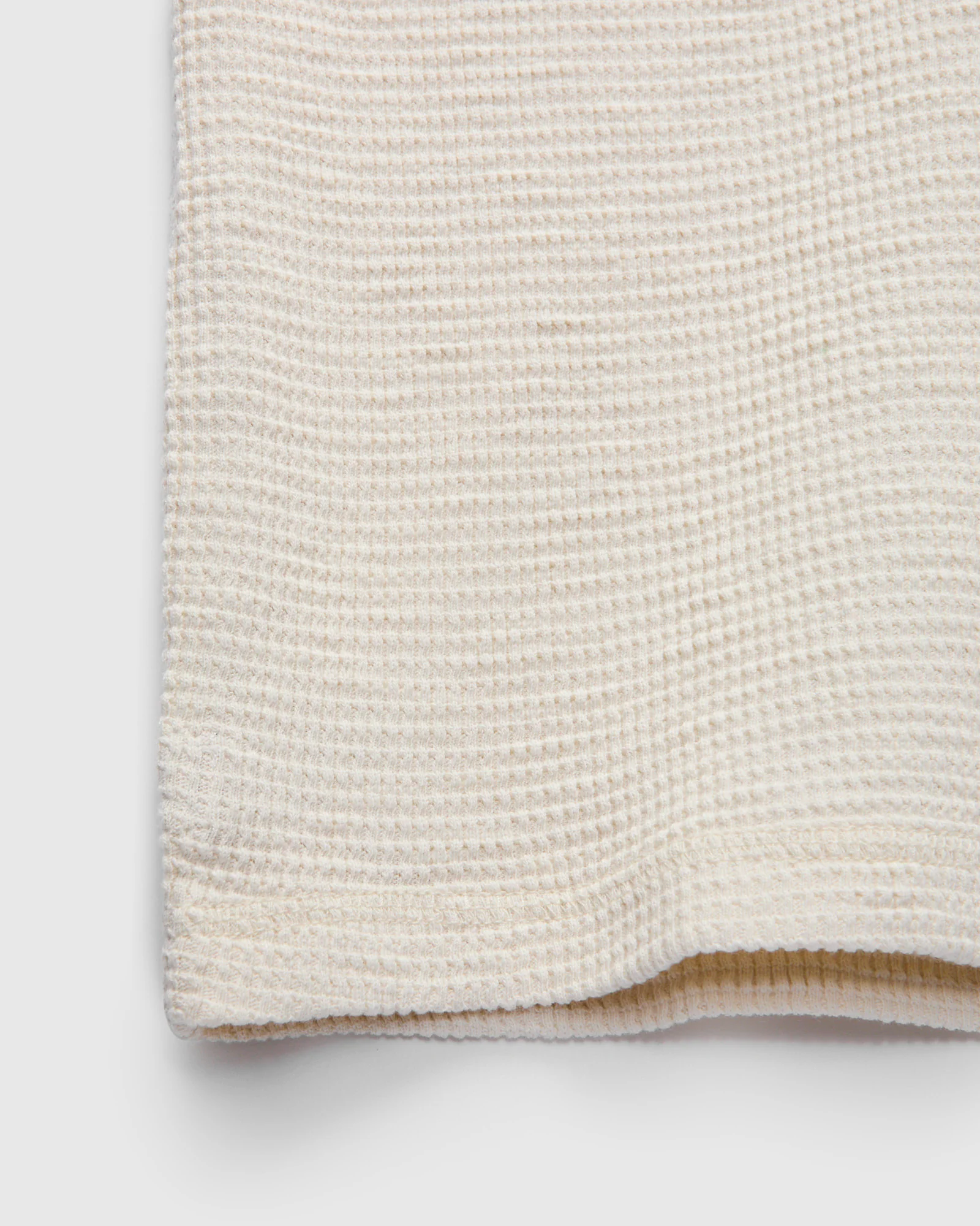 Waffle-Knit Short-Sleeve Henley in Paper White - Image 7