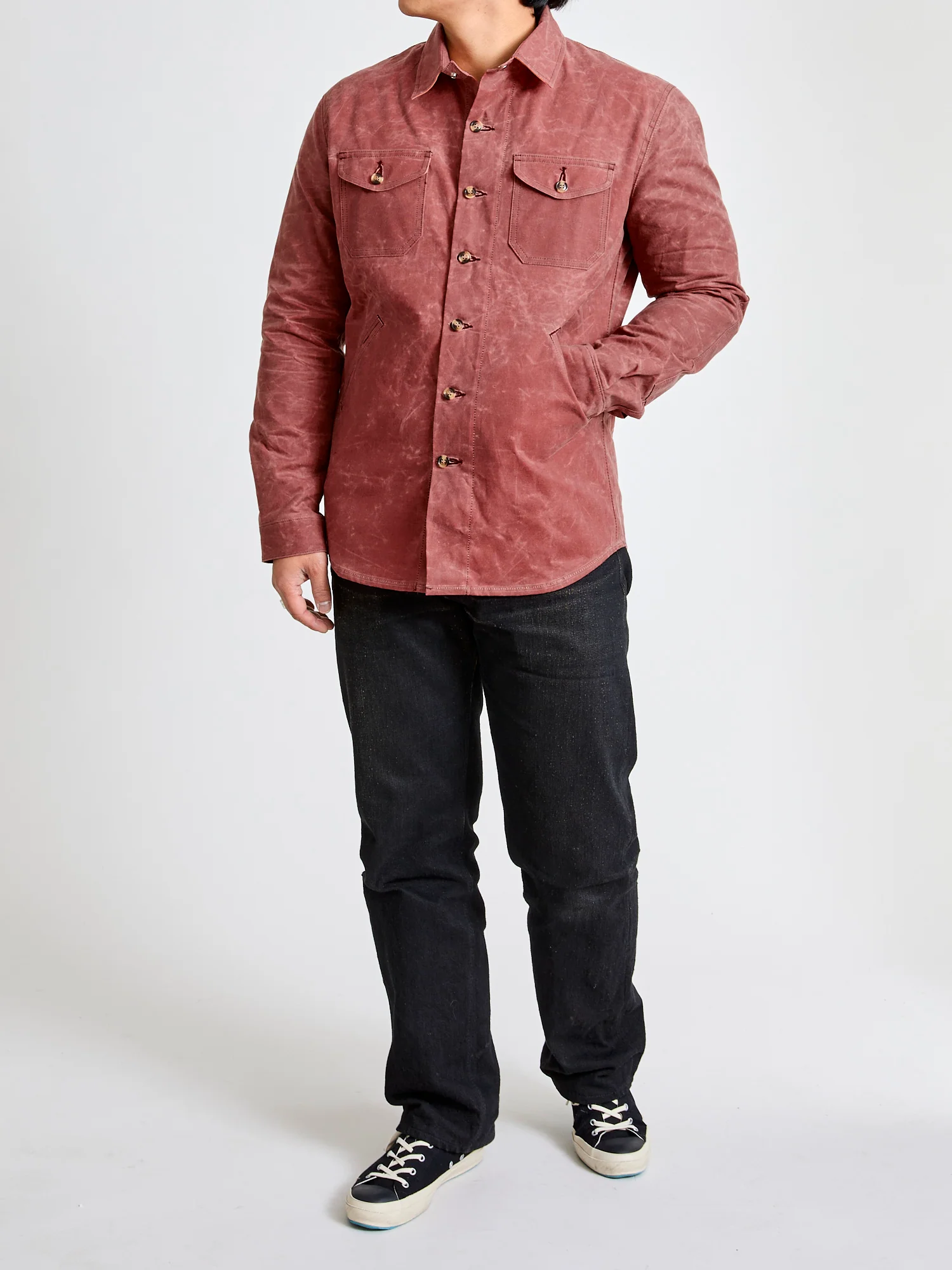 Waxed Canvas Crissman Overshirt in Nautical Red - Image 12