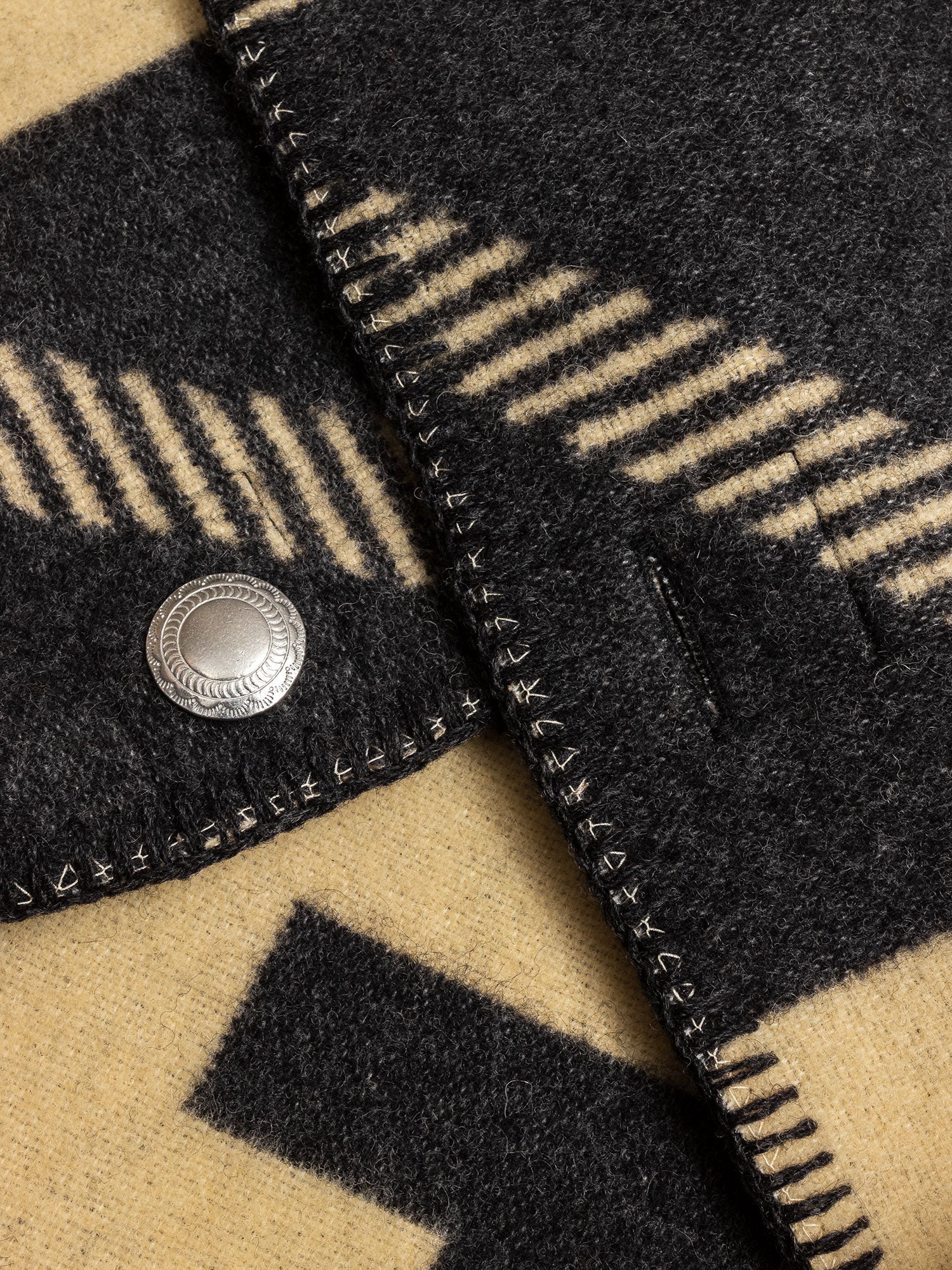 Wool Blanket Poncho in Black - Image 5