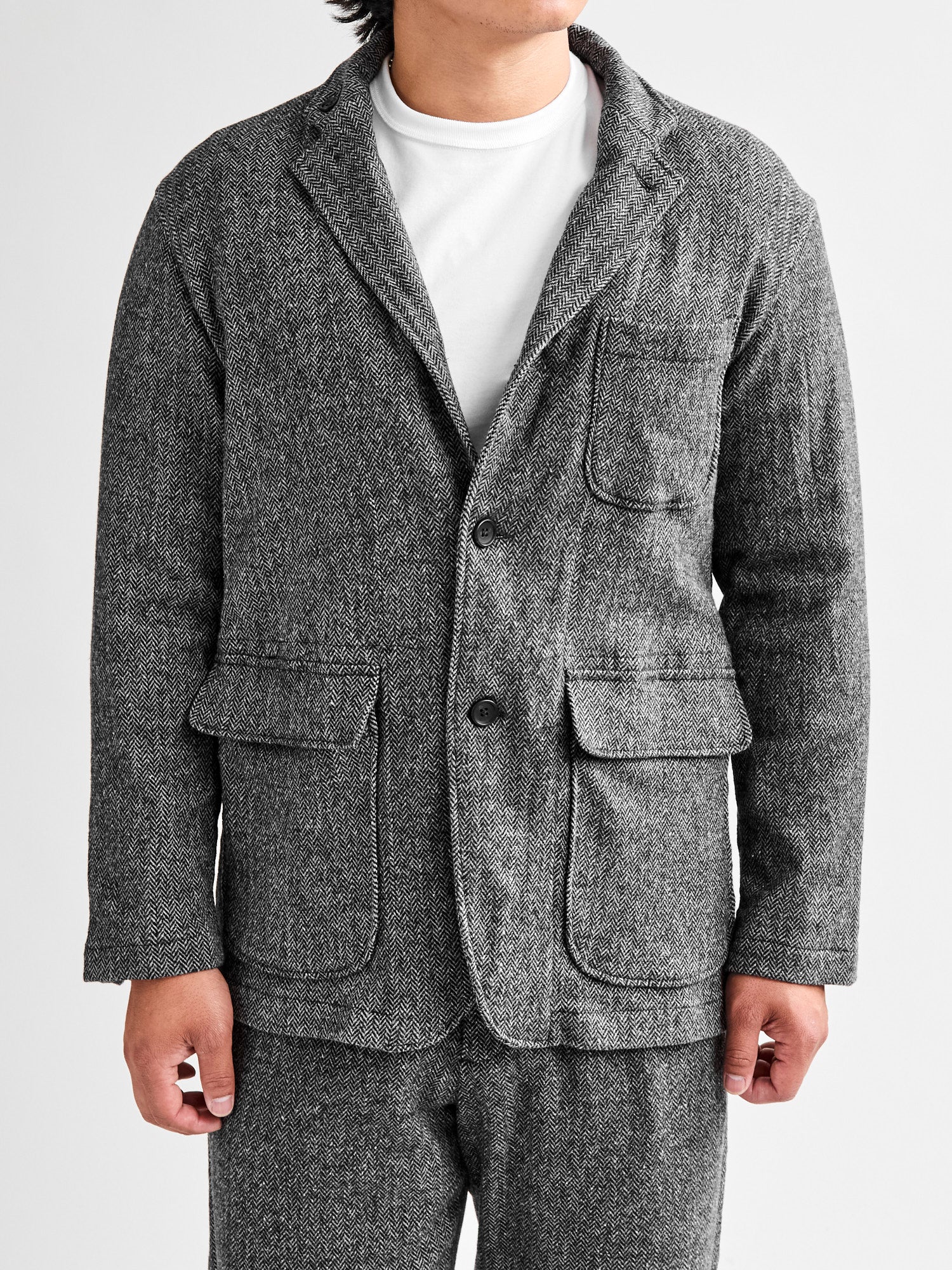 Wool Herringbone Loiter Jacket in Grey - Image 2