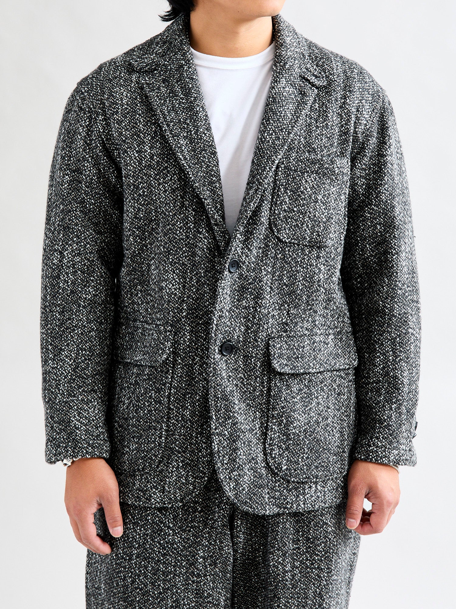 Homespun Loiter Jacket in Brown Black Wool - Image 2
