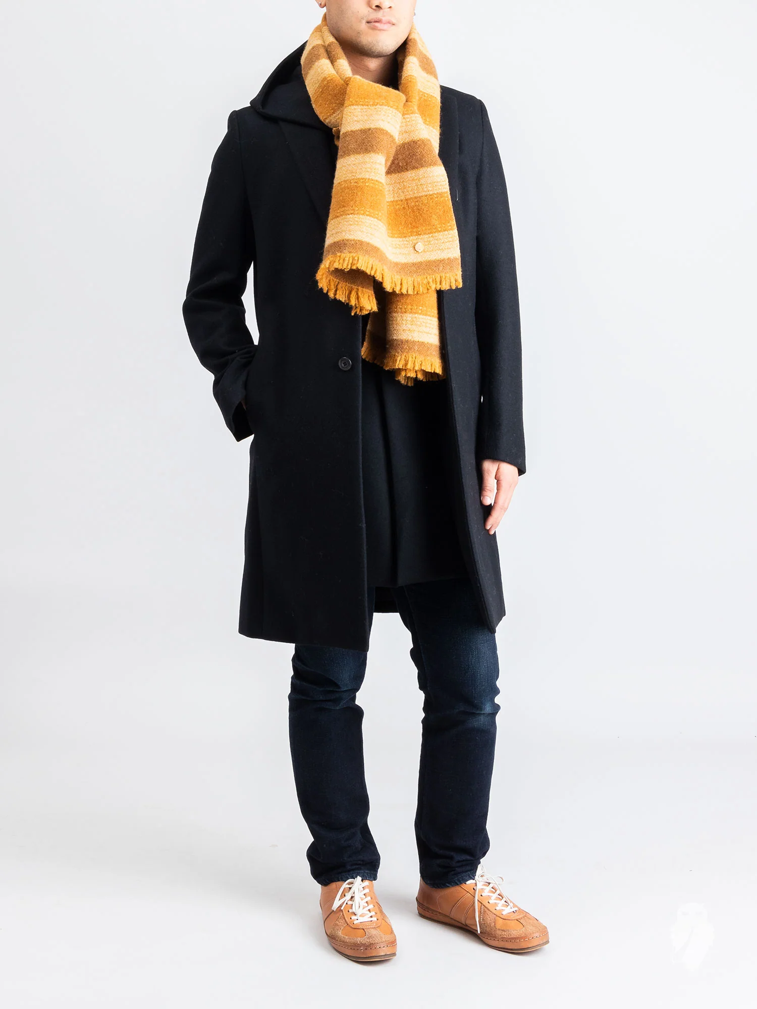 Wool Scarf in Brown Stripe - Image 4