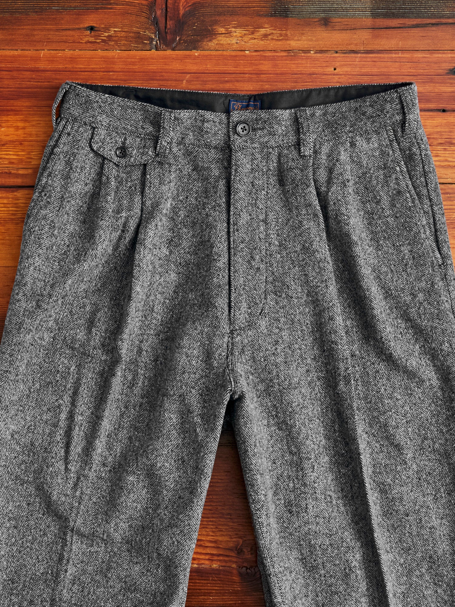 Wool Suit Trousers in Black Herringbone - Image 3