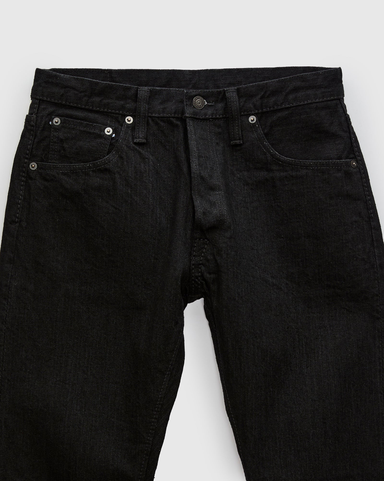XX-019-BK 14oz Rinsed Double Black Selvedge Denim - Relaxed Tapered Fit - Image 5