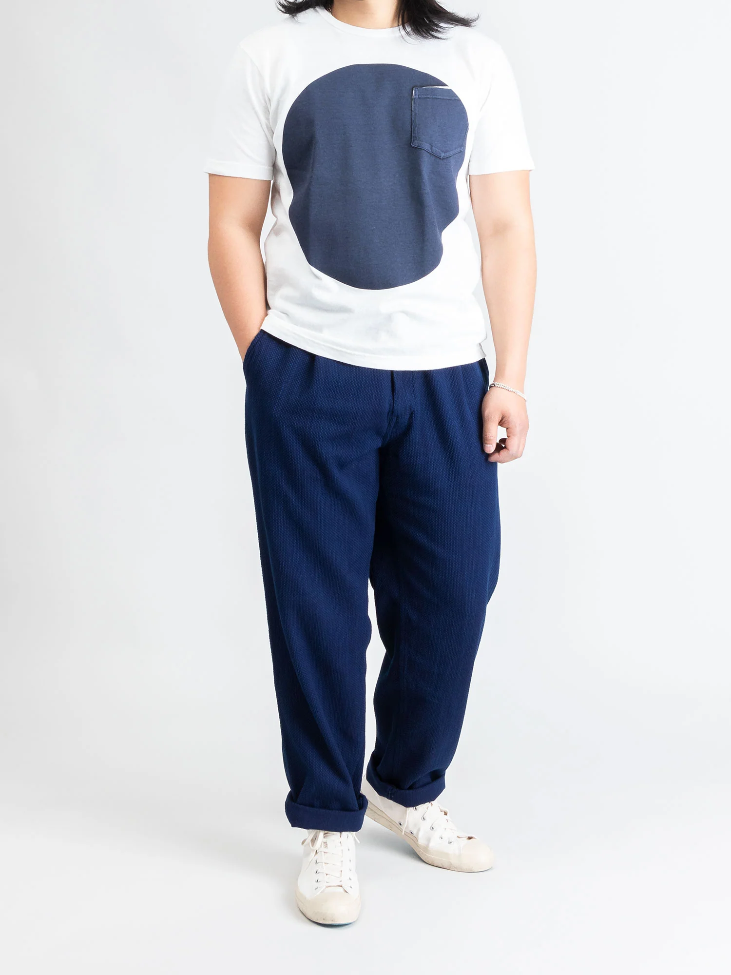 Yarn Dyed Sashiko Work Trouser in Indigo - Image 10